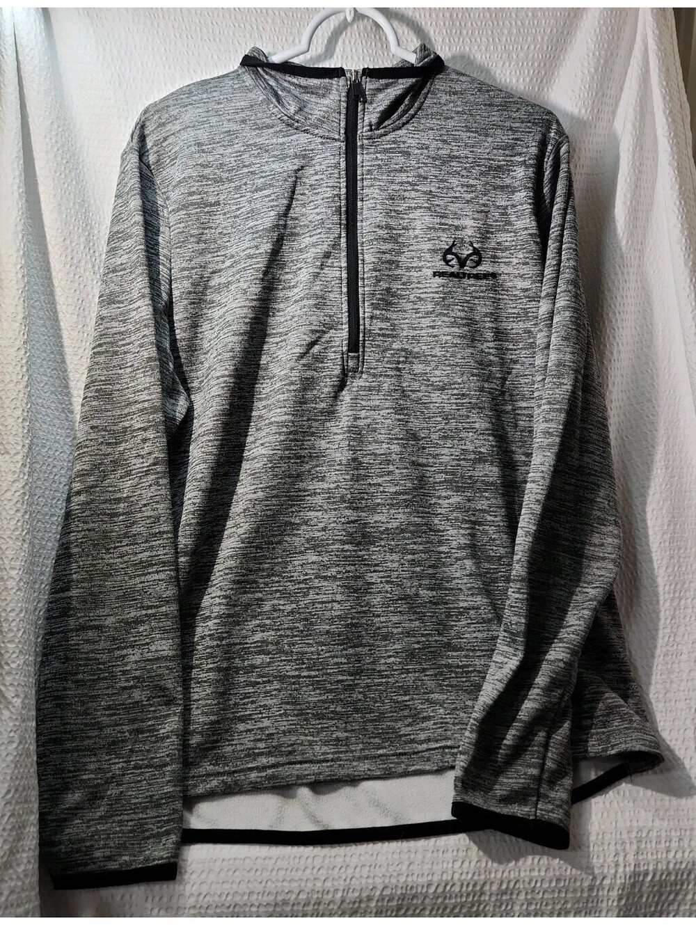 Men’s REALTREE Pullover Collared, Quarter Zip Gray Sz Large